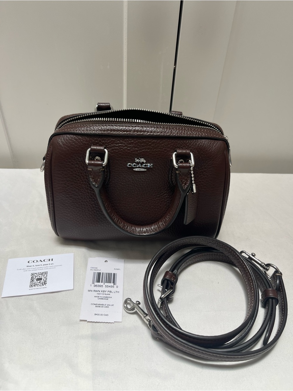 Coach Mini Rowan Maple Color with Silver Hardware - Picture 1 of 9